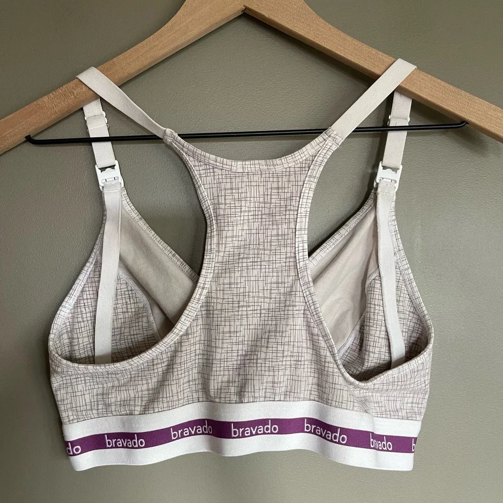 Bravado Designs Original Nursing Bra Crosshatch Grey Sz Medium Wireless Bralette